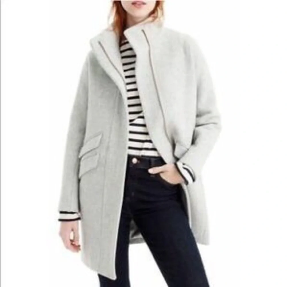 J.Crew Stadium Cloth Gray Cocoon Wool Coat Size 6P - Picture 2 of 10